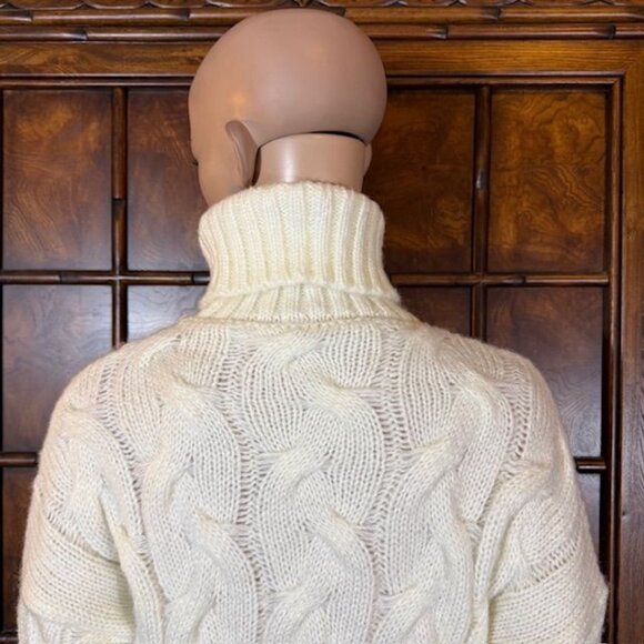 NWOT Ivory Chunky Cable Knit Turtleneck Sweater - Picture 7 of 11